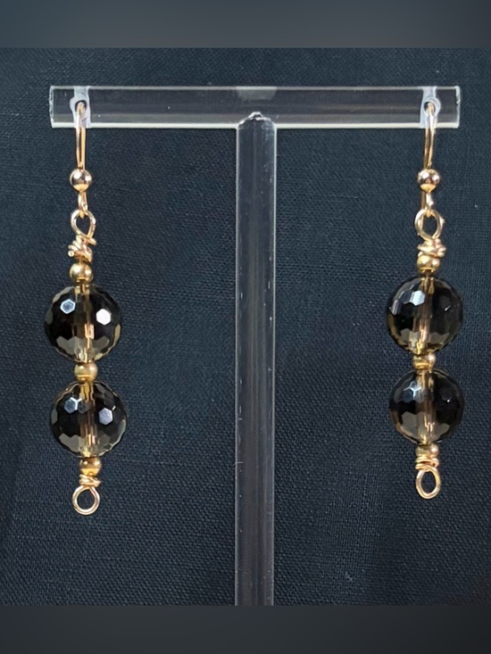 Hand Crafted Jewelry - 14K GF Smokey Quartz Artisan Hand Crafted Dangle Earrings